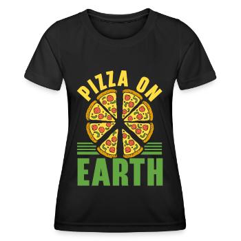 Pizza On Earth Pizza Lovers Cuisine italienne - T-shirt sport Femme - noir - Devant - AI Model Female 172 light (172cm)