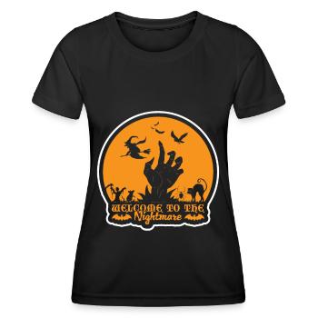 Scary halloween pumpkin witches zombie ghosts - Women's Functional T-Shirt - black - Front - AI Model Female 172 light (172cm)