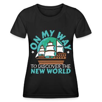 Auf dem Weg zur Entdeckung der Neuen Welt Kolumbus - Frauen Funktions-T-Shirt - Schwarz - Vorne - AI Model Female 172 light (172cm)