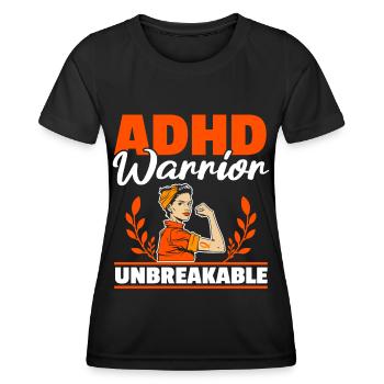 ADHS-Krieger Unzerbrechlich Anders Denken - Frauen Funktions-T-Shirt - Schwarz - Vorne - AI Model Female 172 light (172cm)