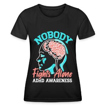 No one fights alone ADHD consciousness Neurodivers - Women's Functional T-Shirt - black - Front - AI Model Female 172 light (172cm)