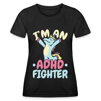 I'm an ADHD fighter Think Differently Unicorn - Women's Functional T-Shirt - black - Front - AI Model Female 172 light (172cm)