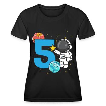 5th Birthday Celebration Outerspace Happy Bday - Women's Functional T-Shirt - black - Front - AI Model Female 172 light (172cm)