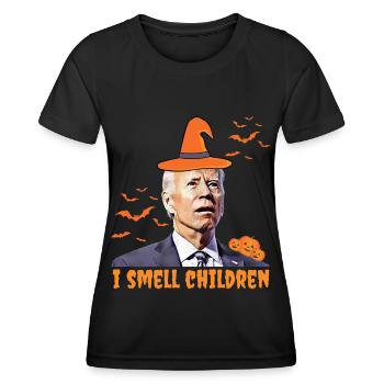 Biden Halloween , Ich rieche Kinder, Republikaner - Frauen Funktions-T-Shirt - Schwarz - Vorne - AI Model Female 172 light (172cm)
