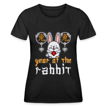 Chinesisches Hase Schriftzeichen Neujahr - Frauen Funktions-T-Shirt - Schwarz - Vorne - AI Model Female 172 light (172cm)