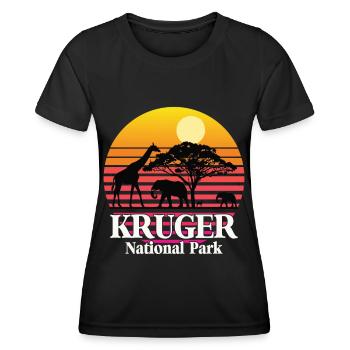 Nationalpark Südafrika Safari Krüger Elefant Giraf - Frauen Funktions-T-Shirt - Schwarz - Vorne - AI Model Female 172 light (172cm)