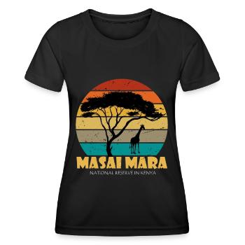Serengeti Masai Mara Nationalreservat Kenia Safari - Frauen Funktions-T-Shirt - Schwarz - Vorne - AI Model Female 172 light (172cm)