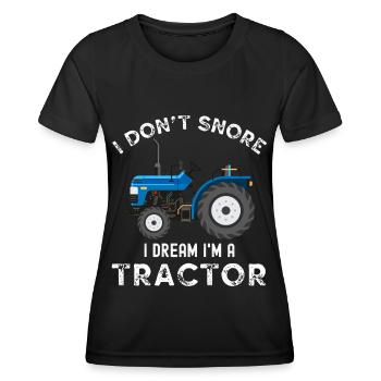 Ich schnarche nicht, ich träume im Traktor - Frauen Funktions-T-Shirt - Schwarz - Vorne - AI Model Female 172 light (172cm)