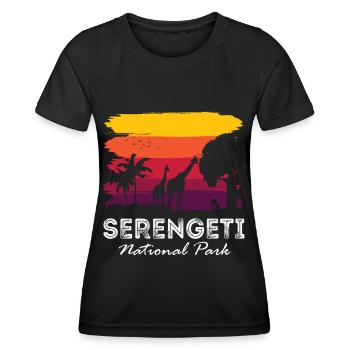 Serengeti Retro Nationalpark Afrika Giraffensafari - Frauen Funktions-T-Shirt - Schwarz - Vorne - AI Model Female 172 light (172cm)