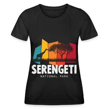 Serengeti-Safari-Nationalpark Afrika Savanne Giraf - Frauen Funktions-T-Shirt - Schwarz - Vorne - AI Model Female 172 light (172cm)