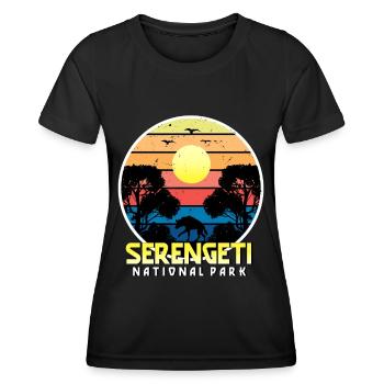 Afrika Safari Serengeti Nationalpark Tansania Sava - Frauen Funktions-T-Shirt - Schwarz - Vorne - AI Model Female 172 light (172cm)