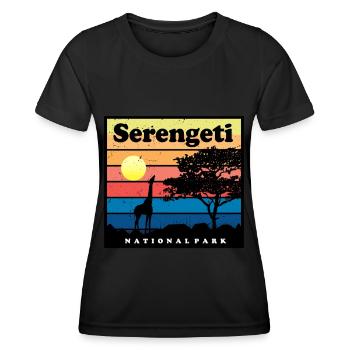 Safari-Giraffe Serengeti Africa National Park Tans - Frauen Funktions-T-Shirt - Schwarz - Vorne - AI Model Female 172 light (172cm)