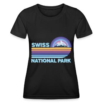 Parc National Suisse Neige Engadine Cam - T-shirt sport Femme - noir - Devant - AI Model Female 172 light (172cm)