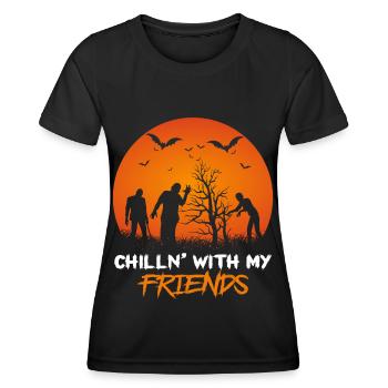 Halloween Nightmare Zombie with Bat Cheerful - Women's Functional T-Shirt - black - Front - AI Model Female 172 light (172cm)