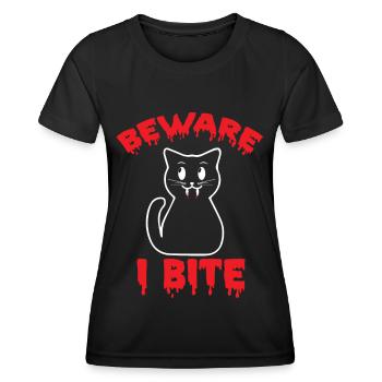 Vampirkatzen-Halloween-Party-Blutbiss-Albtraum-Kat - Frauen Funktions-T-Shirt - Schwarz - Vorne - AI Model Female 172 light (172cm)