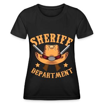 Sheriff Department Cowboyhut Revolver Sheriffstern - Frauen Funktions-T-Shirt - Schwarz - Vorne - AI Model Female 172 light (172cm)
