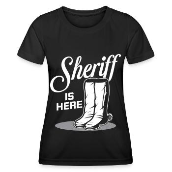 Sheriff est Sheriff Boots Sheriffstar Pistol ici - T-shirt sport Femme - noir - Devant - AI Model Female 172 light (172cm)