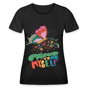 Butterfly Myself Motivational Quote with Butterfli - Frauen Funktions-T-Shirt - Schwarz - Vorne - AI Model Female 172 light (172cm)