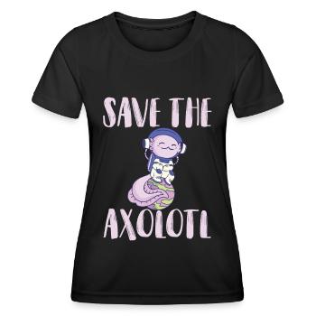 Axolotl Space Earth Solar System Spaceship - T-shirt sport Femme - noir - Devant - AI Model Female 172 light (172cm)
