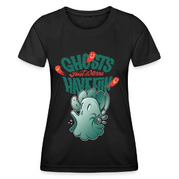 Geist will nur Spaß haben Halloween-Party-Albtraum - Frauen Funktions-T-Shirt - Schwarz - Vorne - AI Model Female 172 light (172cm)