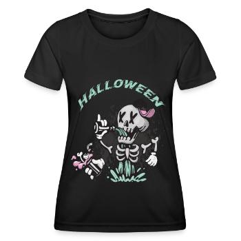 Skelett-Halloween-Party-Albtraum-Horror-Halloween- - Frauen Funktions-T-Shirt - Schwarz - Vorne - AI Model Female 172 light (172cm)
