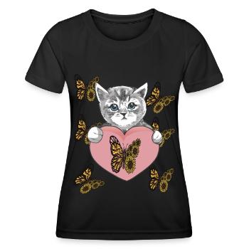 Tournesol Chat Papillon Chaton Bébé L - T-shirt sport Femme - noir - Devant - AI Model Female 172 light (172cm)