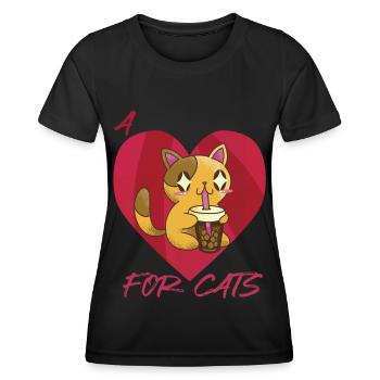 Herz für Katzen Nettes Kätzchenbaby mit Tee Ich li - Frauen Funktions-T-Shirt - Schwarz - Vorne - AI Model Female 172 light (172cm)
