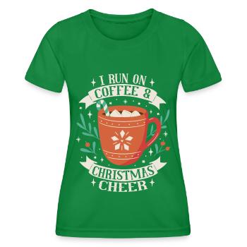 Kaffee und Weihnachtsstimmung Weihnachten - Frauen Funktions-T-Shirt - Kelly Green - Vorne - AI Model Female 172 dark (172cm)