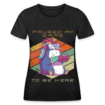 Video Games Gamer Paused My Game Retro Gaming Peng - Frauen Funktions-T-Shirt - Schwarz - Vorne - AI Model Female 172 light (172cm)