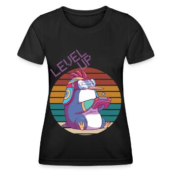 Level Up Gamer Retro Video Games Retro Gaming Peng - Frauen Funktions-T-Shirt - Schwarz - Vorne - AI Model Female 172 light (172cm)