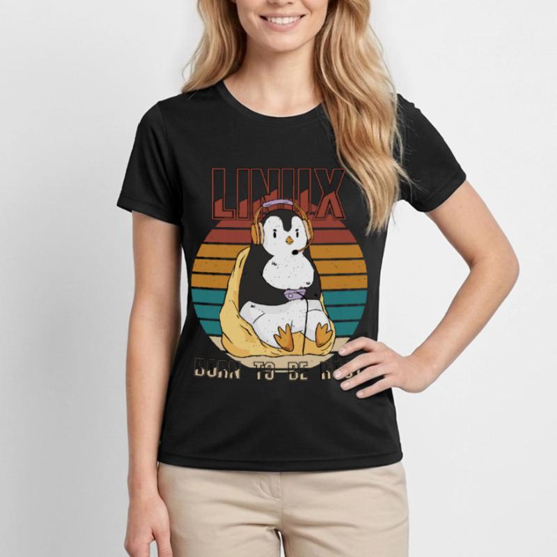 Linux Gamer Root Party Cool Penguin Nerd Programmes T-shirt sport Femme