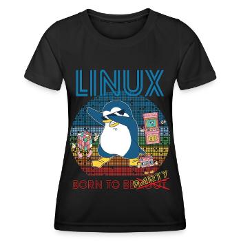 Retro Gamer Linux Born To Be Root Geek Admin Pengu - Women's Functional T-Shirt - black - Front - AI Model Female 172 light (172cm)