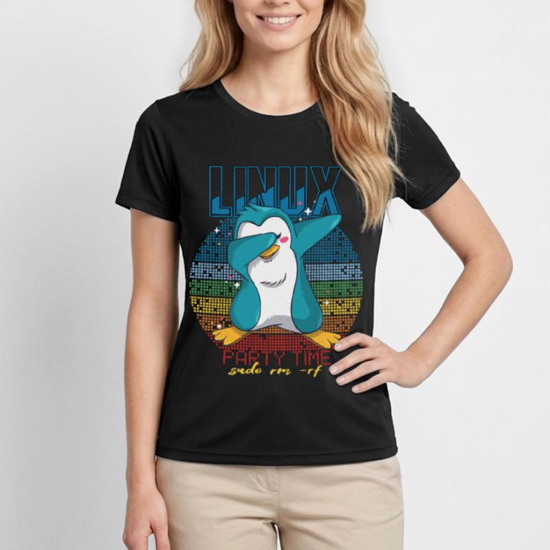 Linux Party Sudo Root Geek Cute Penguin Nerd Progr Frauen Funktions-T-Shirt