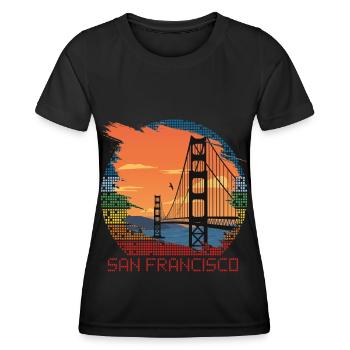 San Francisco Golden Gate Bridge en Californie Sun - T-shirt sport Femme - noir - Devant - AI Model Female 172 light (172cm)