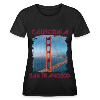 California Love San Francisco Golden Gate Bridge-A - T-shirt sport Femme - noir - Devant - AI Model Female 172 light (172cm)