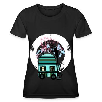 Trailer Naturfreund Freizeit Frühling Natur Alm - Women's Functional T-Shirt - black - Front - AI Model Female 172 light (172cm)