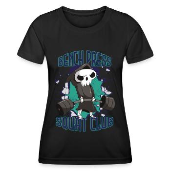 Bench Press Squad Club Till Death Workout Krafttra - Women's Functional T-Shirt - black - Front - AI Model Female 172 light (172cm)