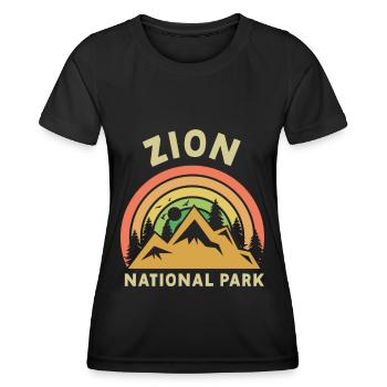 Parc national de Zion Utah Randonnée Camping en plein air - T-shirt sport Femme - noir - Devant - AI Model Female 172 light (172cm)