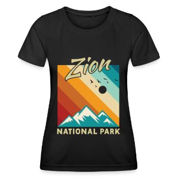 Parc national de Zion Utah Randonnée Camping en plein air - T-shirt sport Femme - noir - Devant - AI Model Female 172 light (172cm)