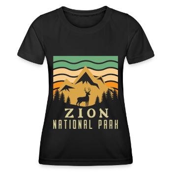 Zion National Park Utah Wandern Camping Outdoor - Frauen Funktions-T-Shirt - Schwarz - Vorne - AI Model Female 172 light (172cm)