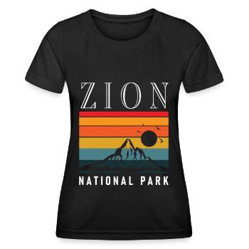 Parc national de Zion Utah Randonnée Camping en plein air - T-shirt sport Femme - noir - Devant - AI Model Female 172 light (172cm)