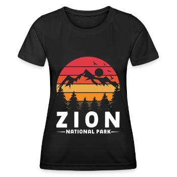 Parc national de Zion Utah Randonnée Camping en plein air - T-shirt sport Femme - noir - Devant - AI Model Female 172 light (172cm)