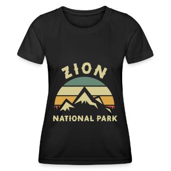 Parc national de Zion Utah Randonnée Camping en plein air - T-shirt sport Femme - noir - Devant - AI Model Female 172 light (172cm)