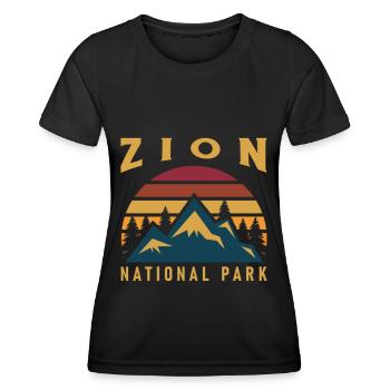 Parc national de Zion Utah Randonnée Camping en plein air - T-shirt sport Femme - noir - Devant - AI Model Female 172 light (172cm)