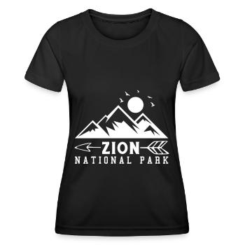 Parc national de Zion Utah Randonnée Camping en plein air - T-shirt sport Femme - noir - Devant - AI Model Female 172 light (172cm)