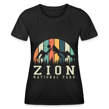 Parc national de Zion Utah Randonnée Camping en plein air - T-shirt sport Femme - noir - Devant - AI Model Female 172 light (172cm)