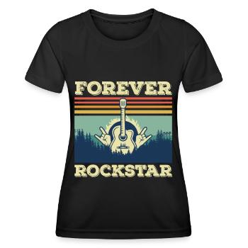 Gitarre Retro Gitarrist Rockgitarre Musiker Sänger - Frauen Funktions-T-Shirt - Schwarz - Vorne - AI Model Female 172 light (172cm)