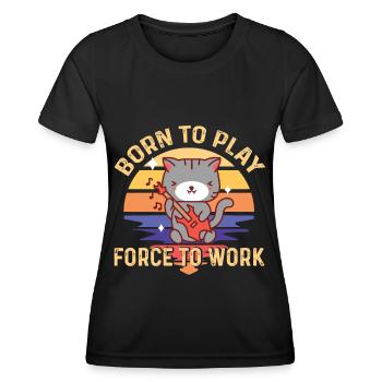 Katze Gitarrist Rockgitarre Gitarrist Musiker Gita - Frauen Funktions-T-Shirt - Schwarz - Vorne - AI Model Female 172 light (172cm)