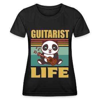 Gitarre Niedlicher Panda-Gitarrist Rockgitarren-Gi - Frauen Funktions-T-Shirt - Schwarz - Vorne - AI Model Female 172 light (172cm)