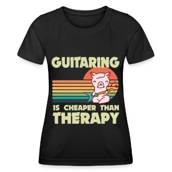Gitarrist Lama Rockgitarre Gitarrist Musiker Gitar - Frauen Funktions-T-Shirt - Schwarz - Vorne - AI Model Female 172 light (172cm)